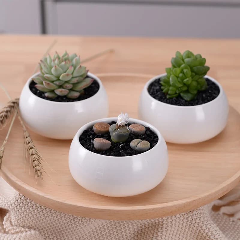 Zestaw nowoczesna minimalistyczna biała ceramiczna doniczka