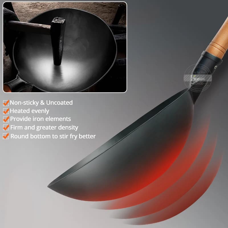 Konco Iron Wok – Tradycyjny Ręcznie Młotkowany Żelazny Wok