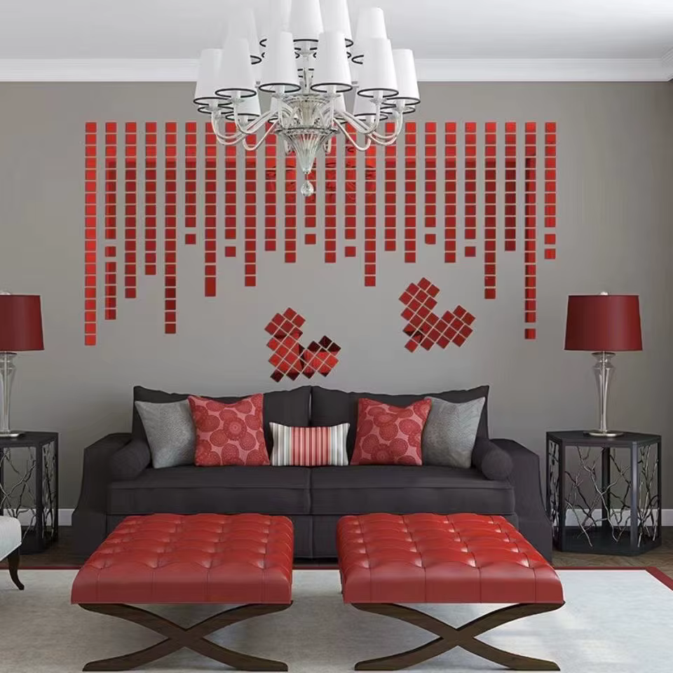 3D Kwadratowe Naklejki Ścienne Mozaika - Lustrzana Dekoracja DIY