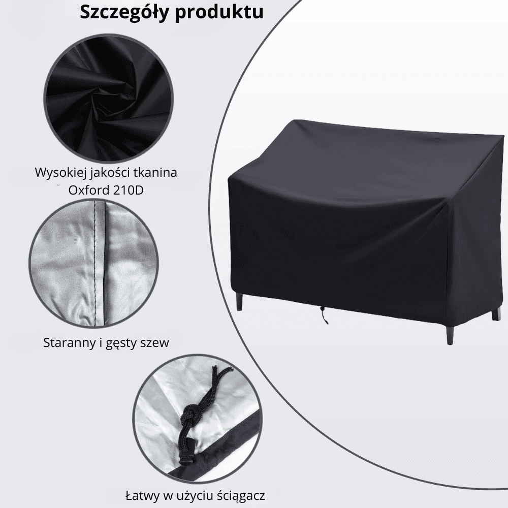 Wodoodporny pokrowiec na ławkę ogrodową 2/3/4-osobową – 420D Oxford, ochrona przed deszczem, śniegiem i słońcem