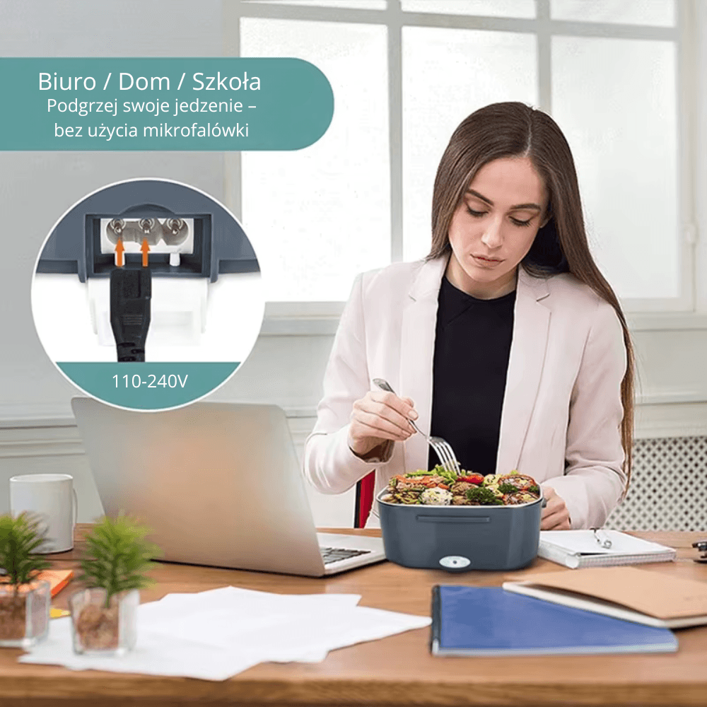 Elektryczny Lunch Box 1,5 L z Podgrzewaczem - Idealny dla Podróżujących i Kierowców!